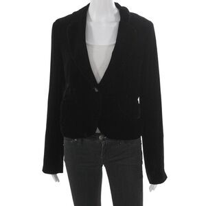 BCBG Max Azria Womens Black Rayon Blazer Button Long Sleeve Size L